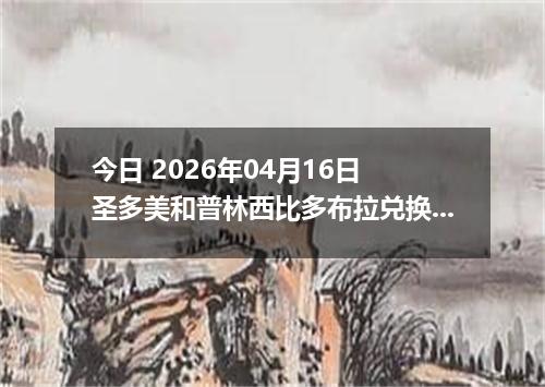 今日 2026年04月16日 圣多美和普林西比多布拉兑换人民币最新汇率行情