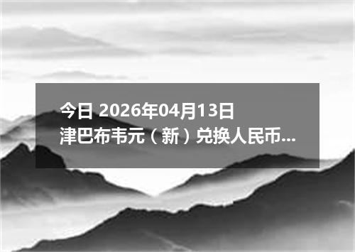 今日 2026年04月13日 津巴布韦元（新）兑换人民币最新汇率行情